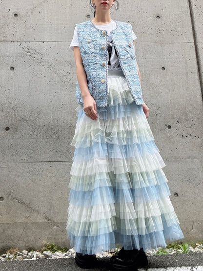 gradient tiered skirt
