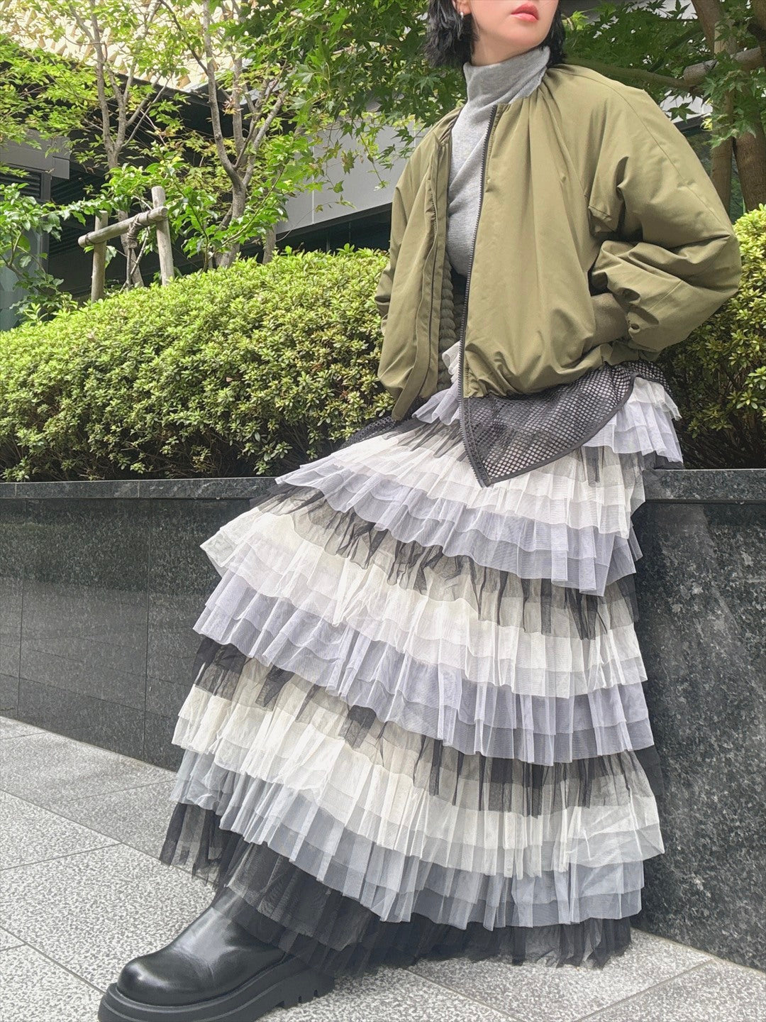 gradient tiered skirt