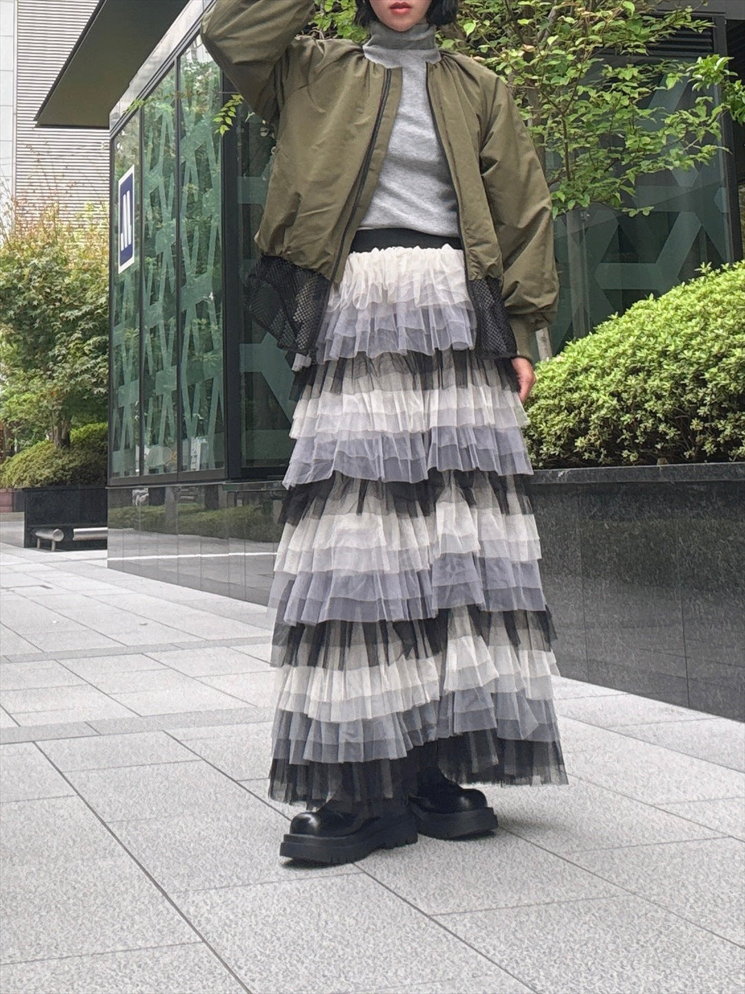 gradient tiered skirt