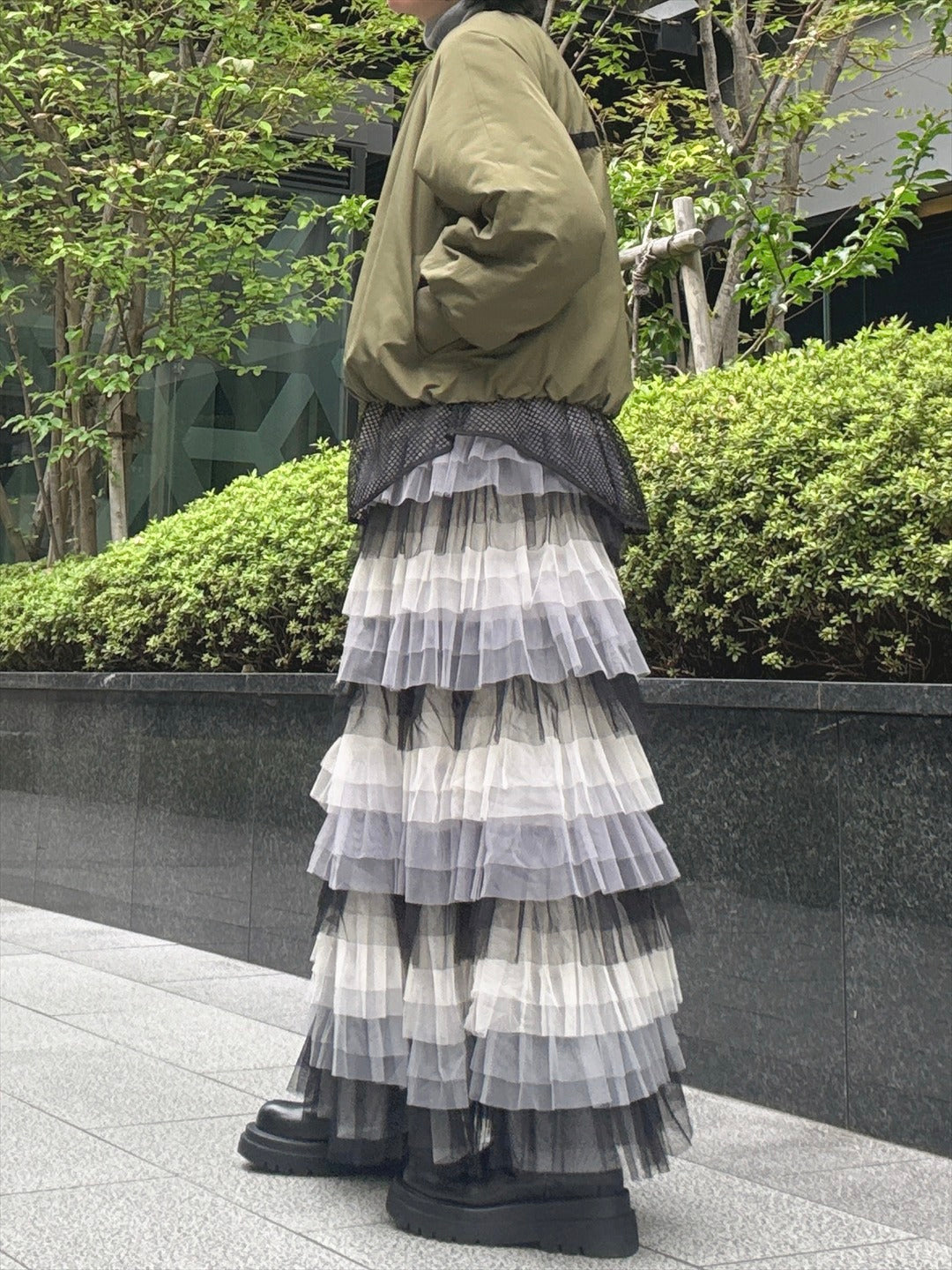 gradient tiered skirt