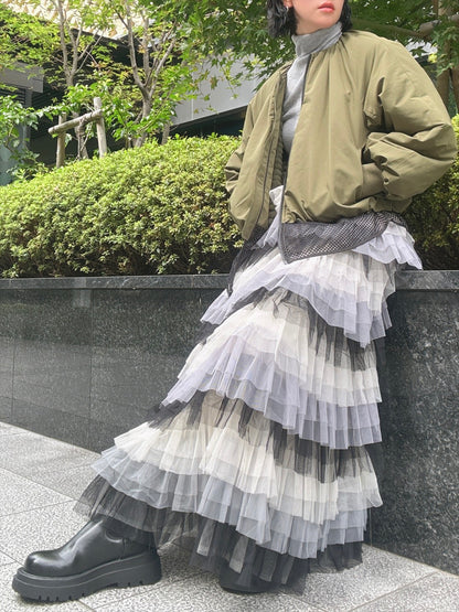 gradient tiered skirt