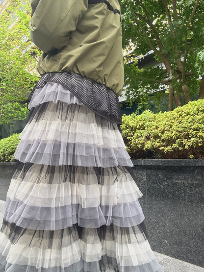 gradient tiered skirt