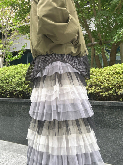 gradient tiered skirt