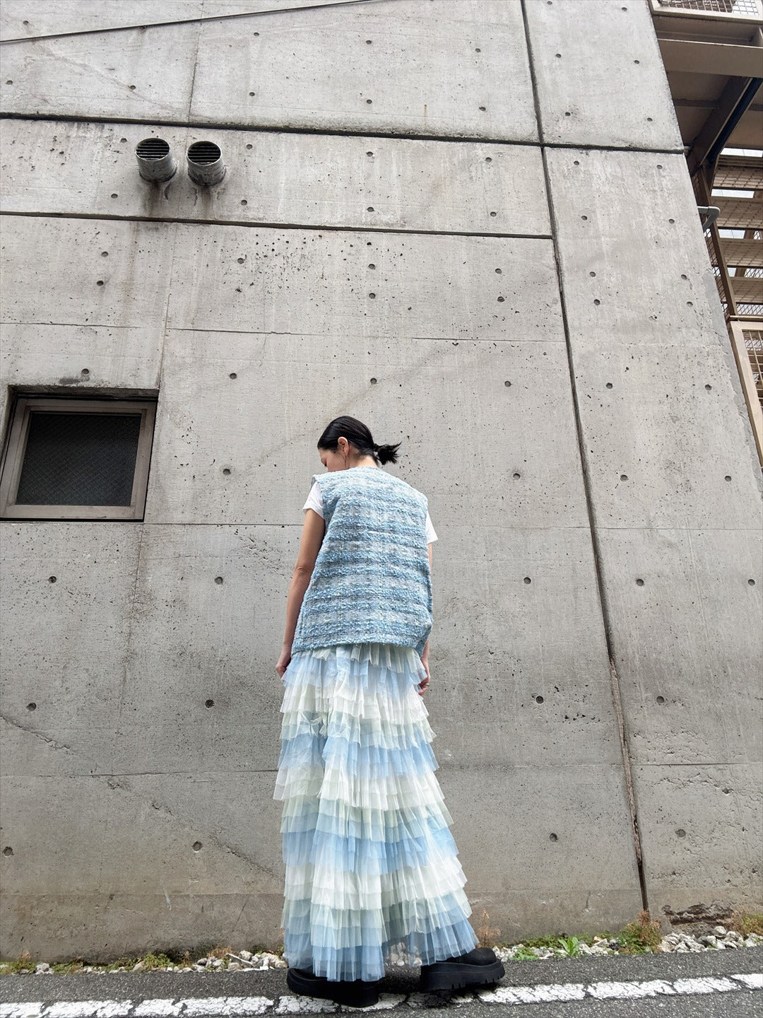 gradient tiered skirt