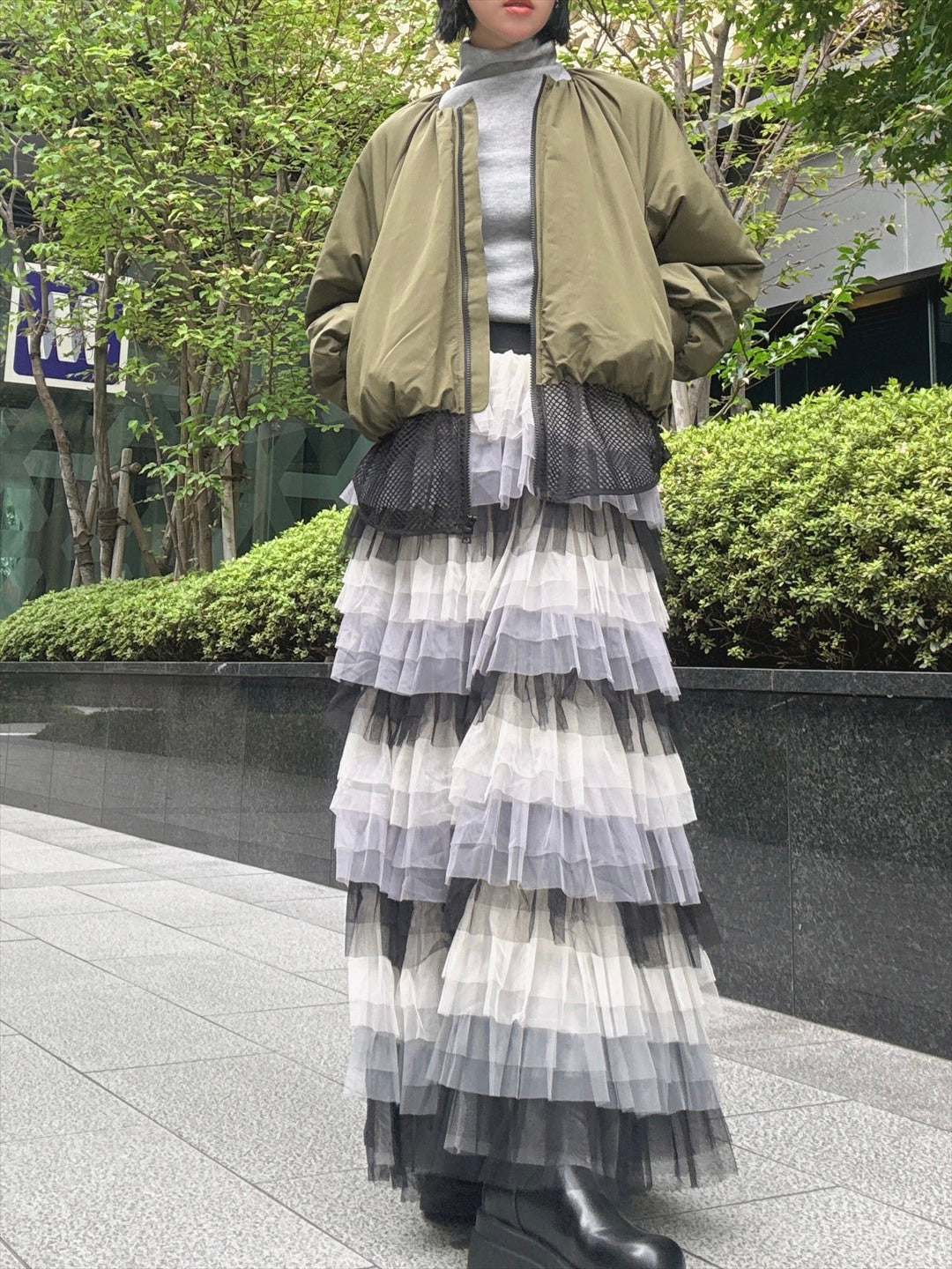 gradient tiered skirt