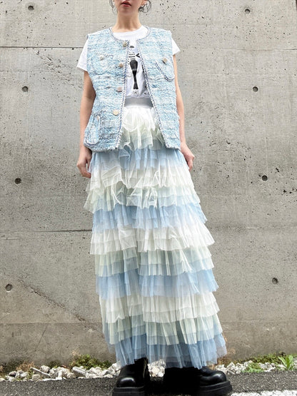 gradient tiered skirt