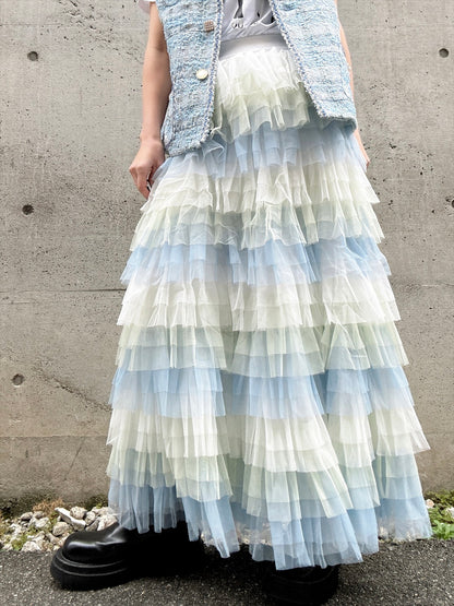 gradient tiered skirt