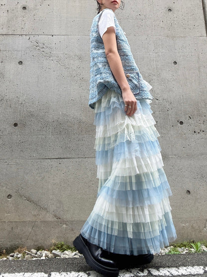 gradient tiered skirt