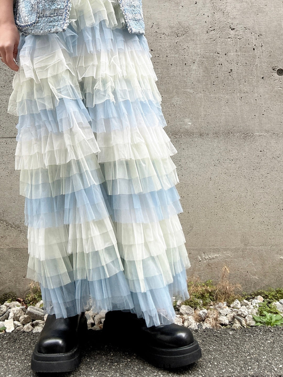 gradient tiered skirt