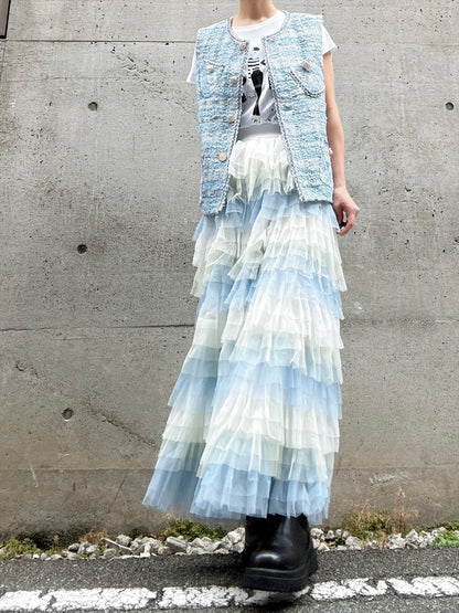 gradient tiered skirt