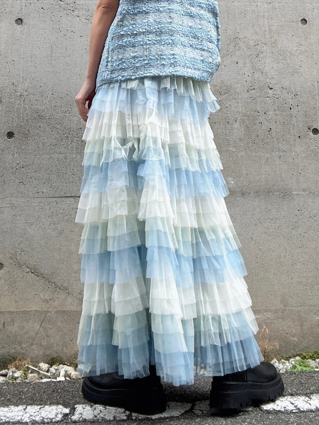 gradient tiered skirt