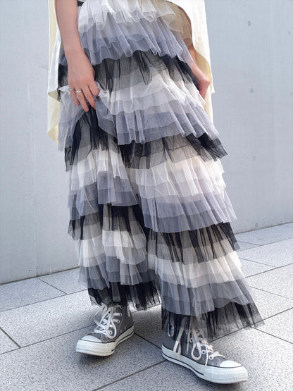 gradient tiered skirt