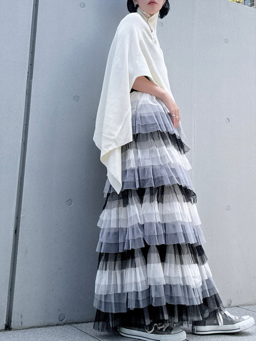 gradient tiered skirt