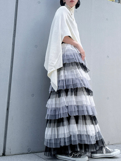 gradient tiered skirt