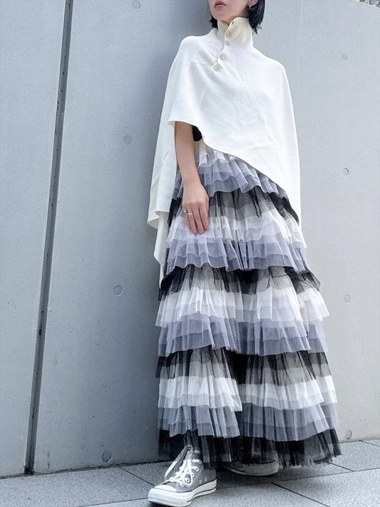 gradient tiered skirt