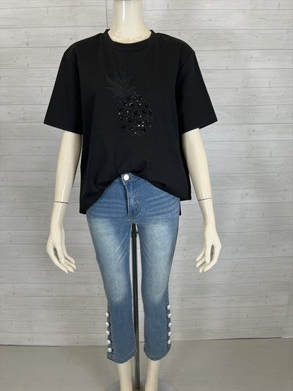 bijou pineapple embroidery t shirt