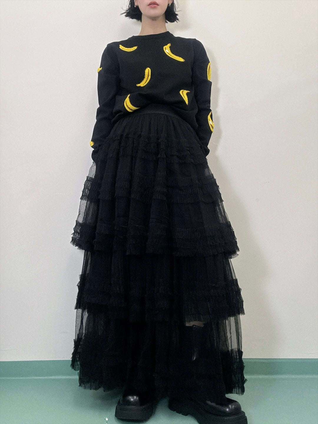 Three-tiered ruffle skirt