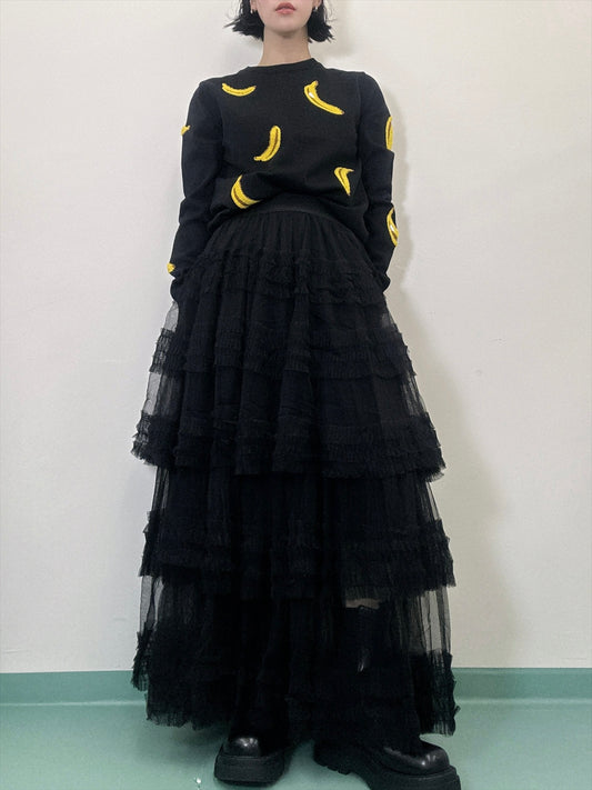 Three-tiered ruffle skirt