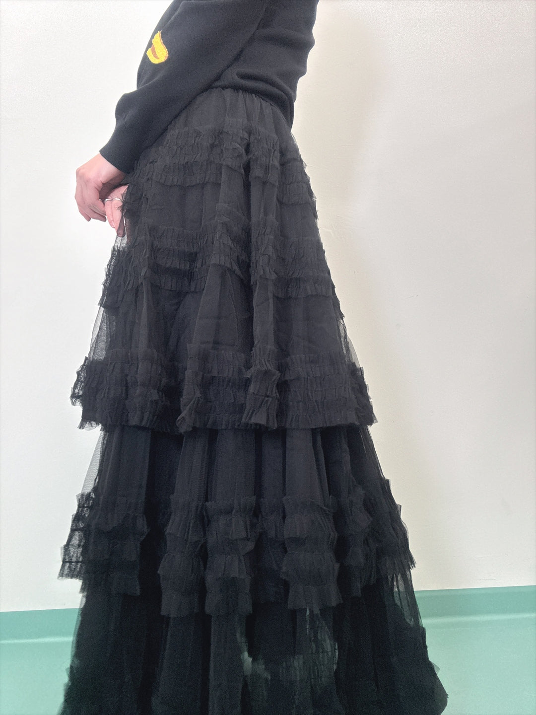 Three-tiered ruffle skirt