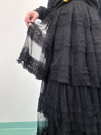 Three-tiered ruffle skirt