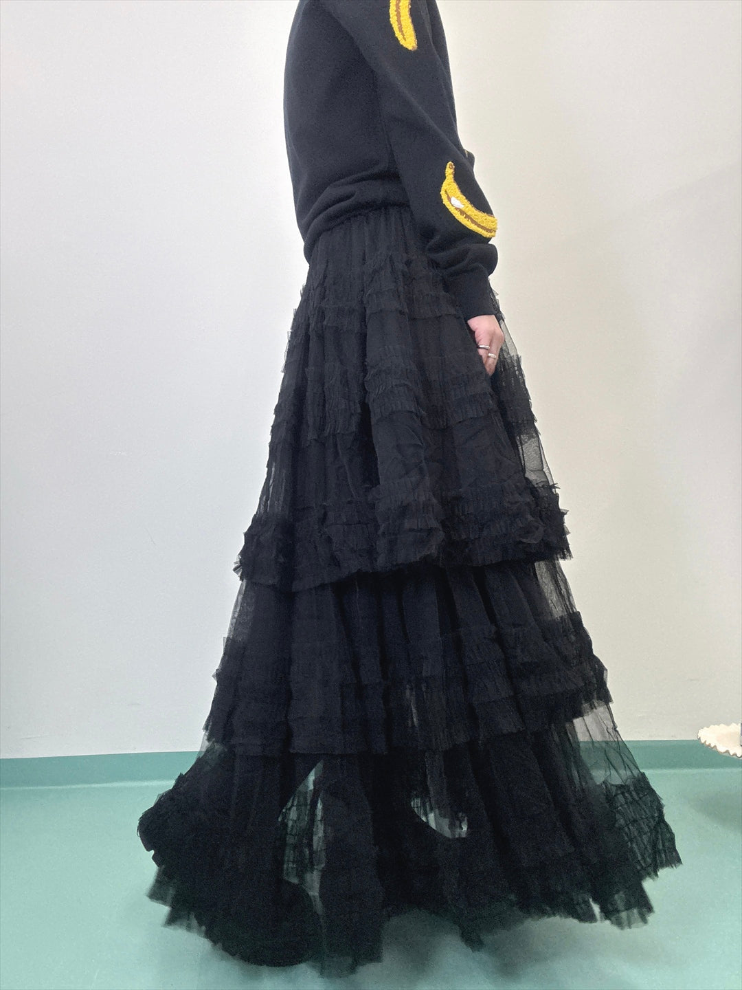 Three-tiered ruffle skirt