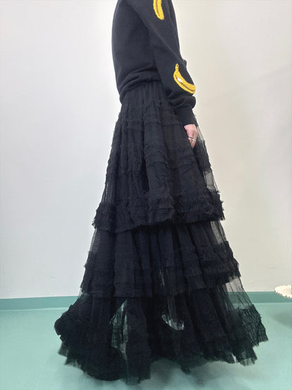 Three-tiered ruffle skirt