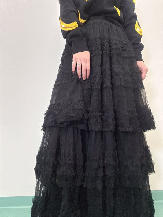 Three-tiered ruffle skirt