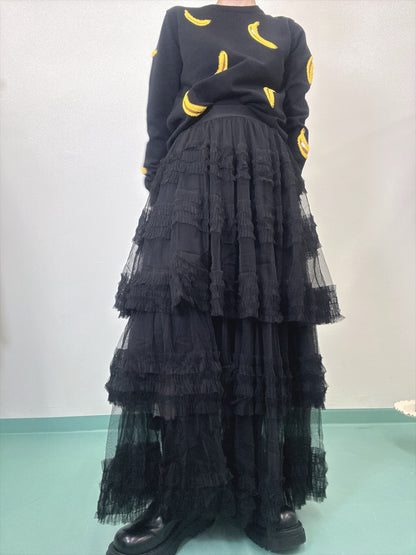 Three-tiered ruffle skirt