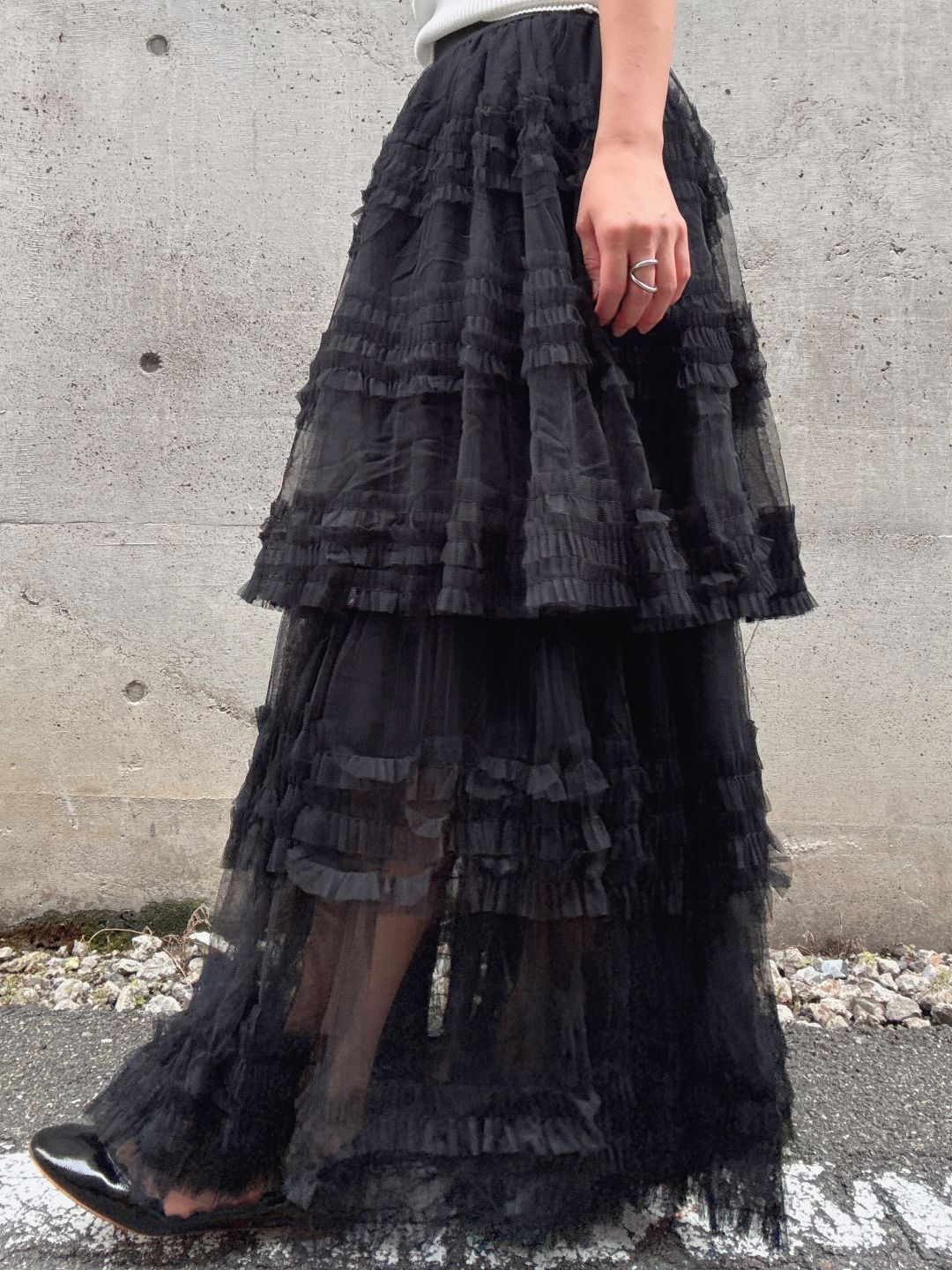 Three-tiered ruffle skirt