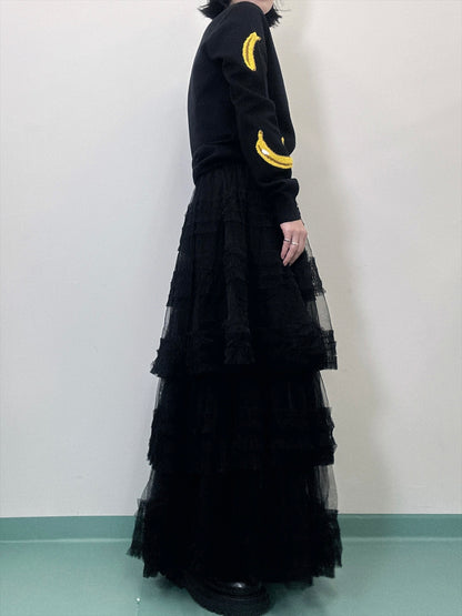 Three-tiered ruffle skirt