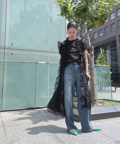 see through frills vest