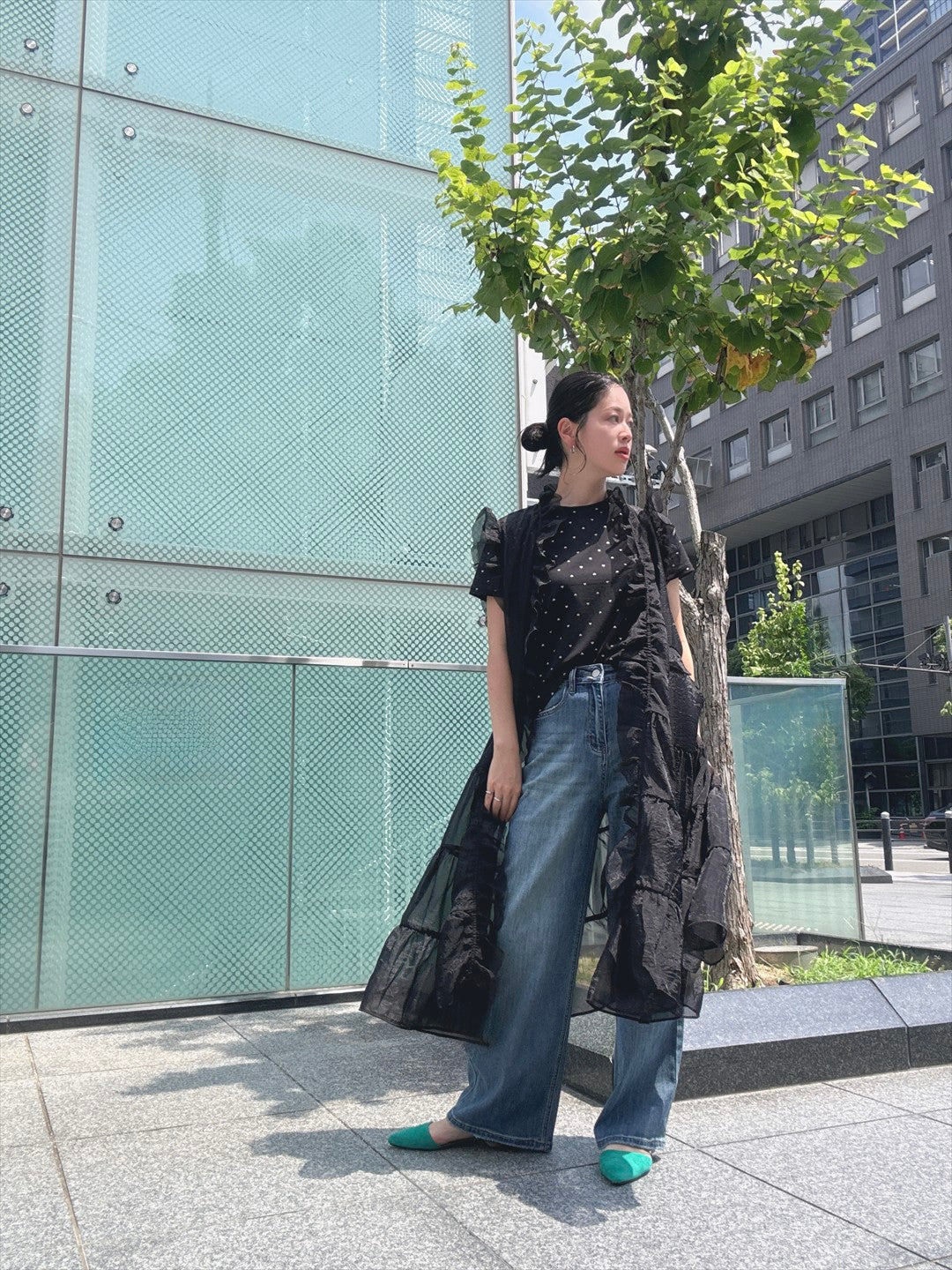 see through frills vest