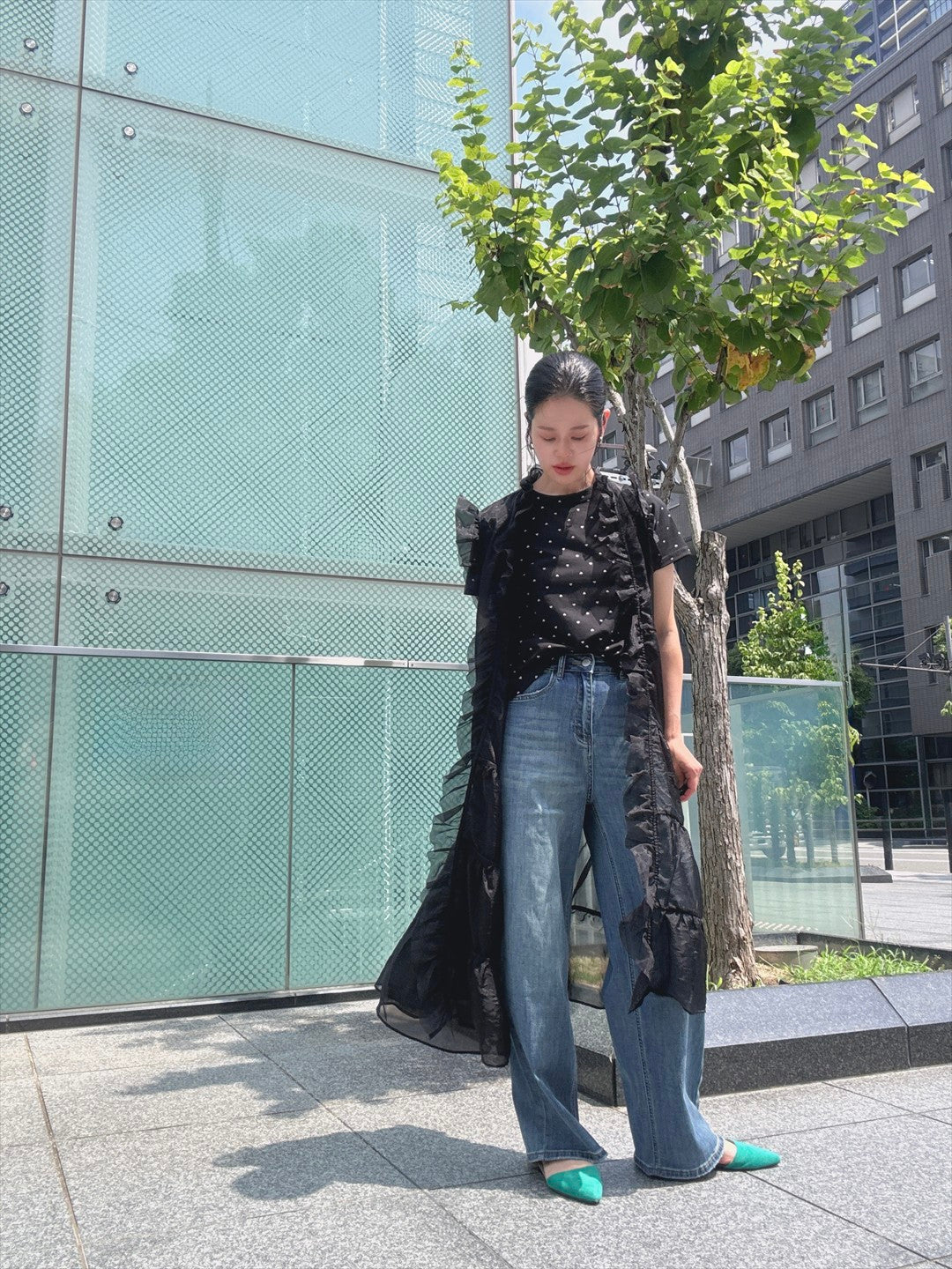 see through frills vest