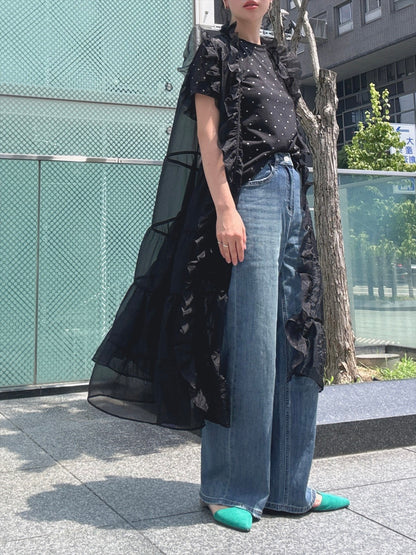 see through frills vest