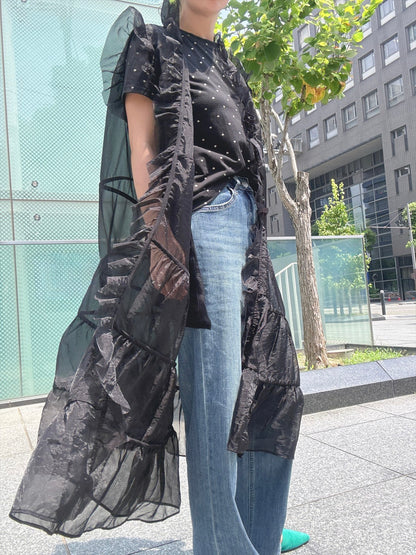 see through frills vest
