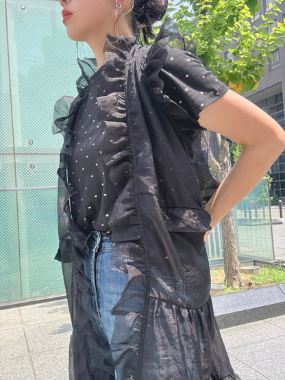 see through frills vest