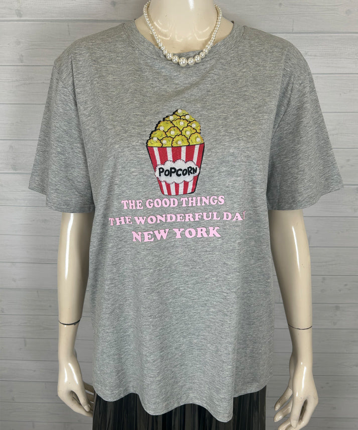 popcorn print T-shirt