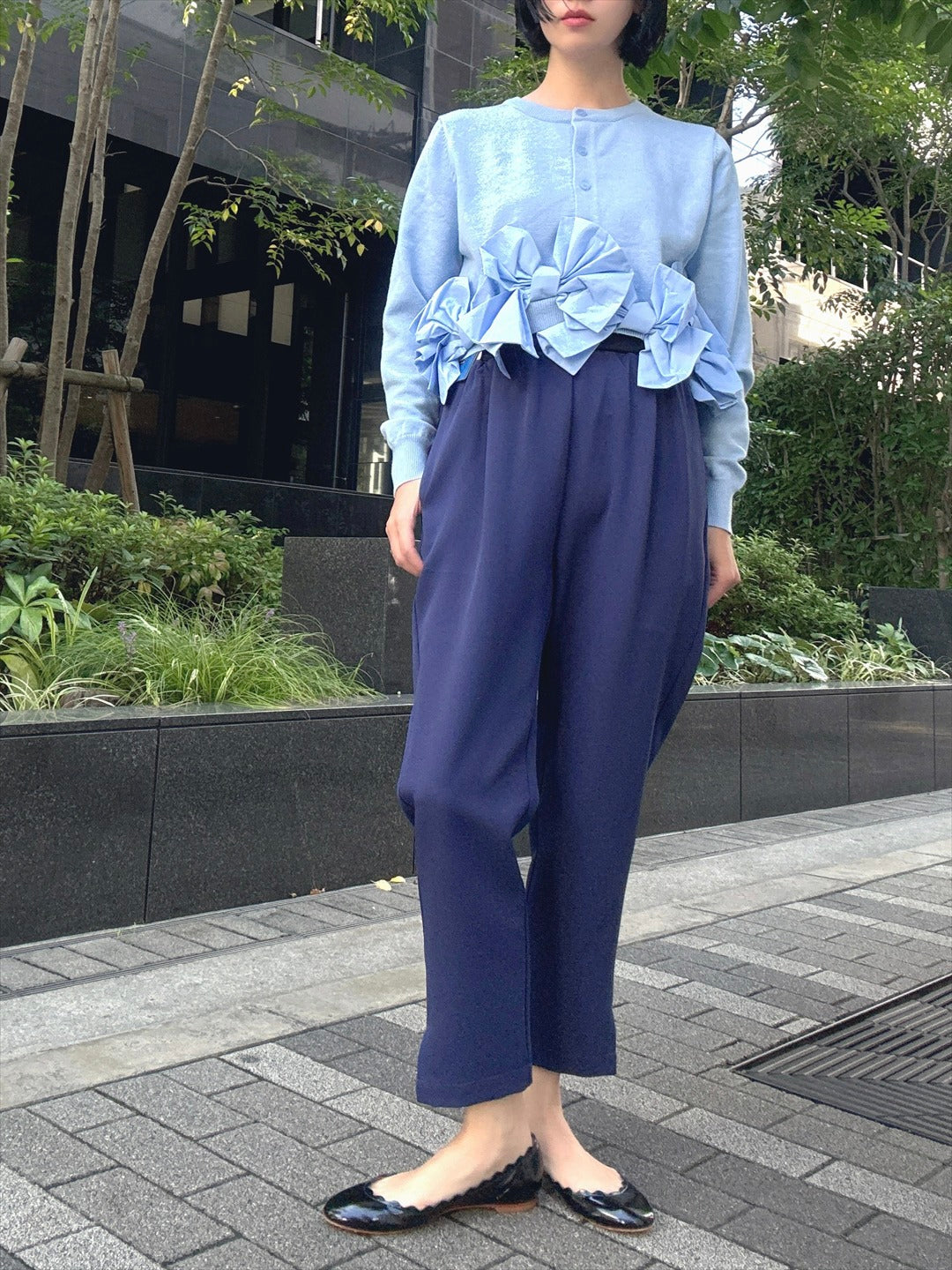 hem ribbon lame cardigan