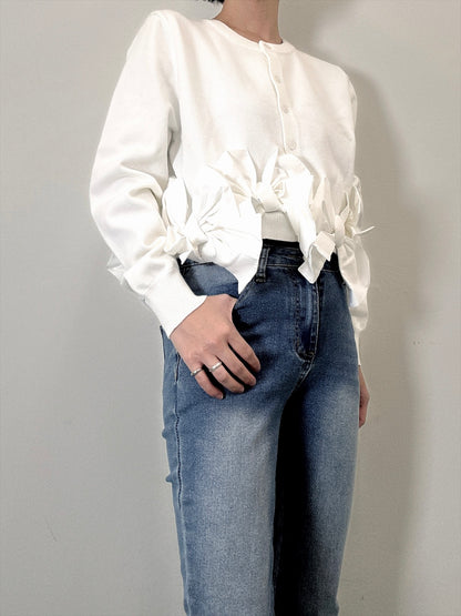 hem ribbon lame cardigan