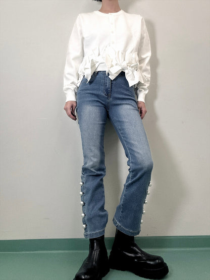 hem ribbon lame cardigan