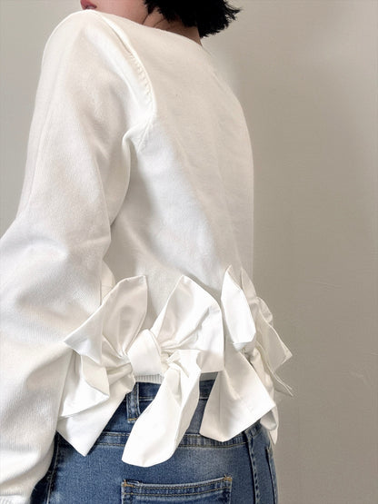 hem ribbon lame cardigan