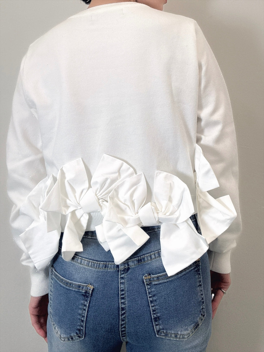 hem ribbon lame cardigan