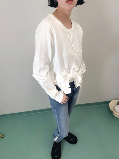 hem ribbon lame cardigan