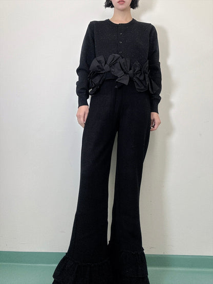 hem ribbon lame cardigan