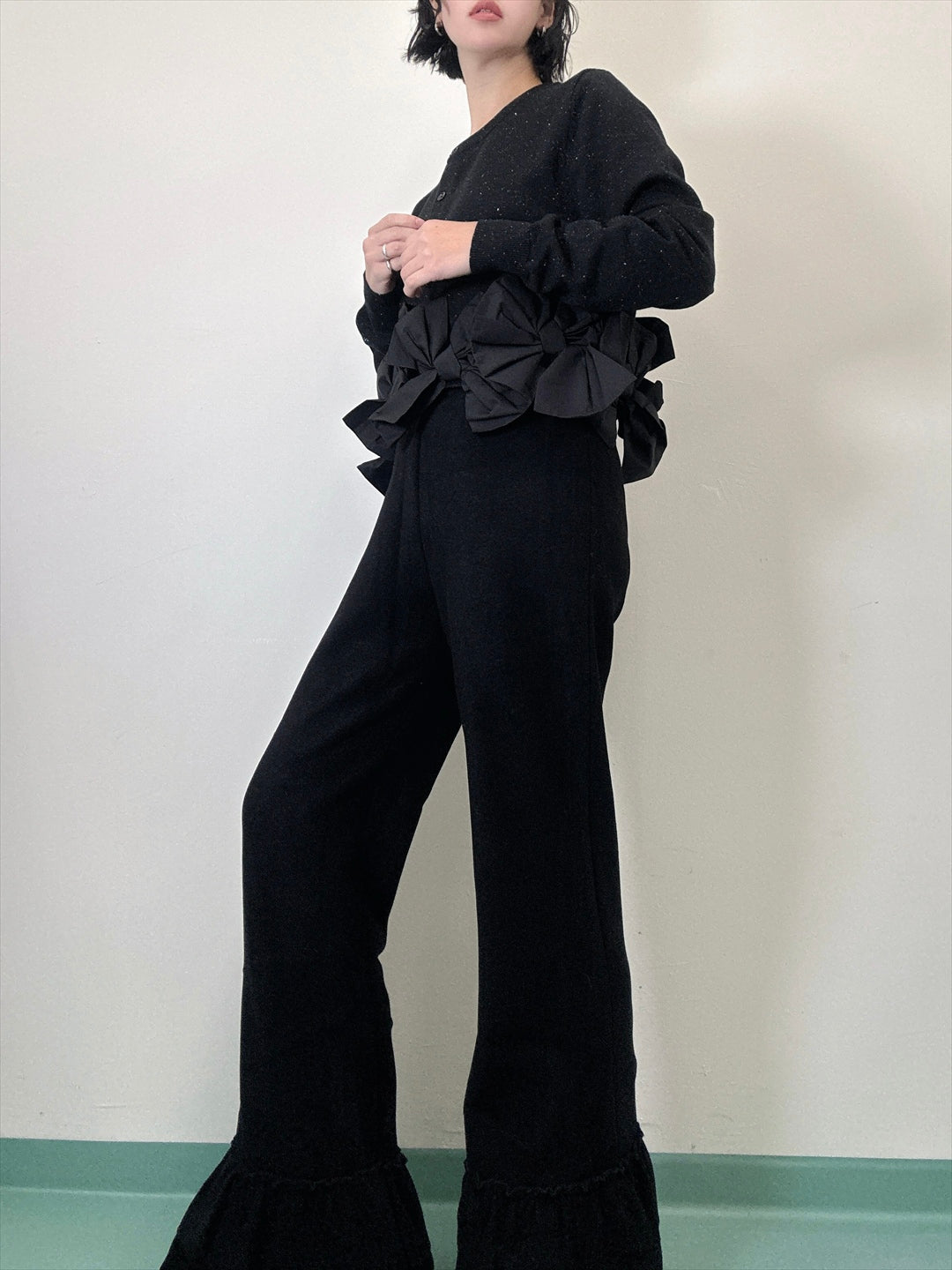 hem ribbon lame cardigan