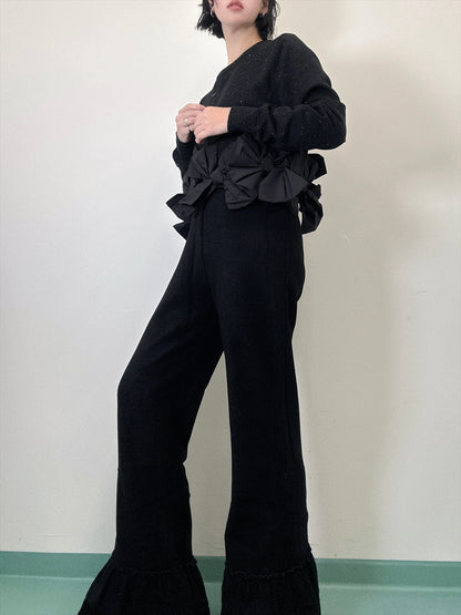 hem ribbon lame cardigan