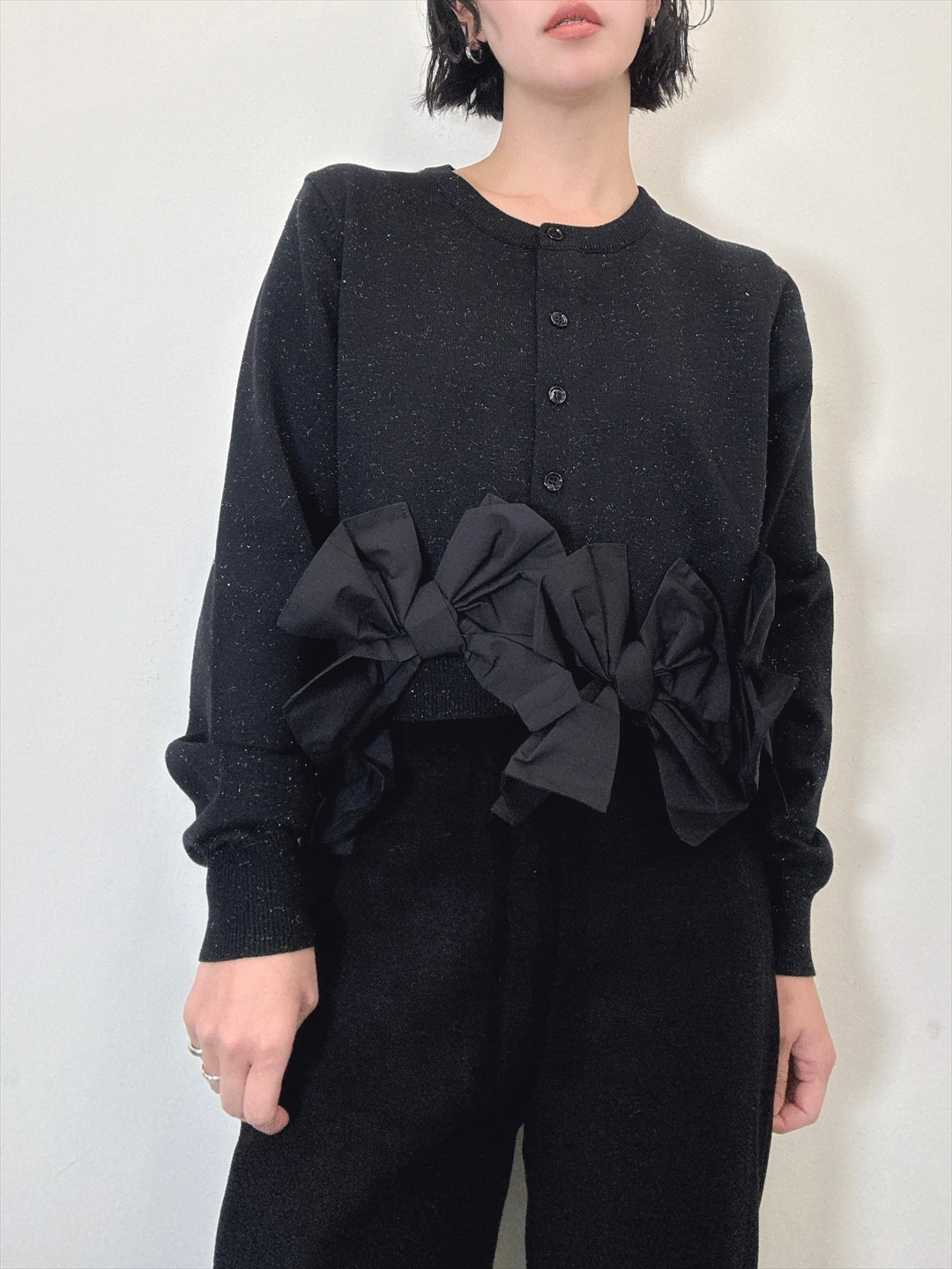 hem ribbon lame cardigan