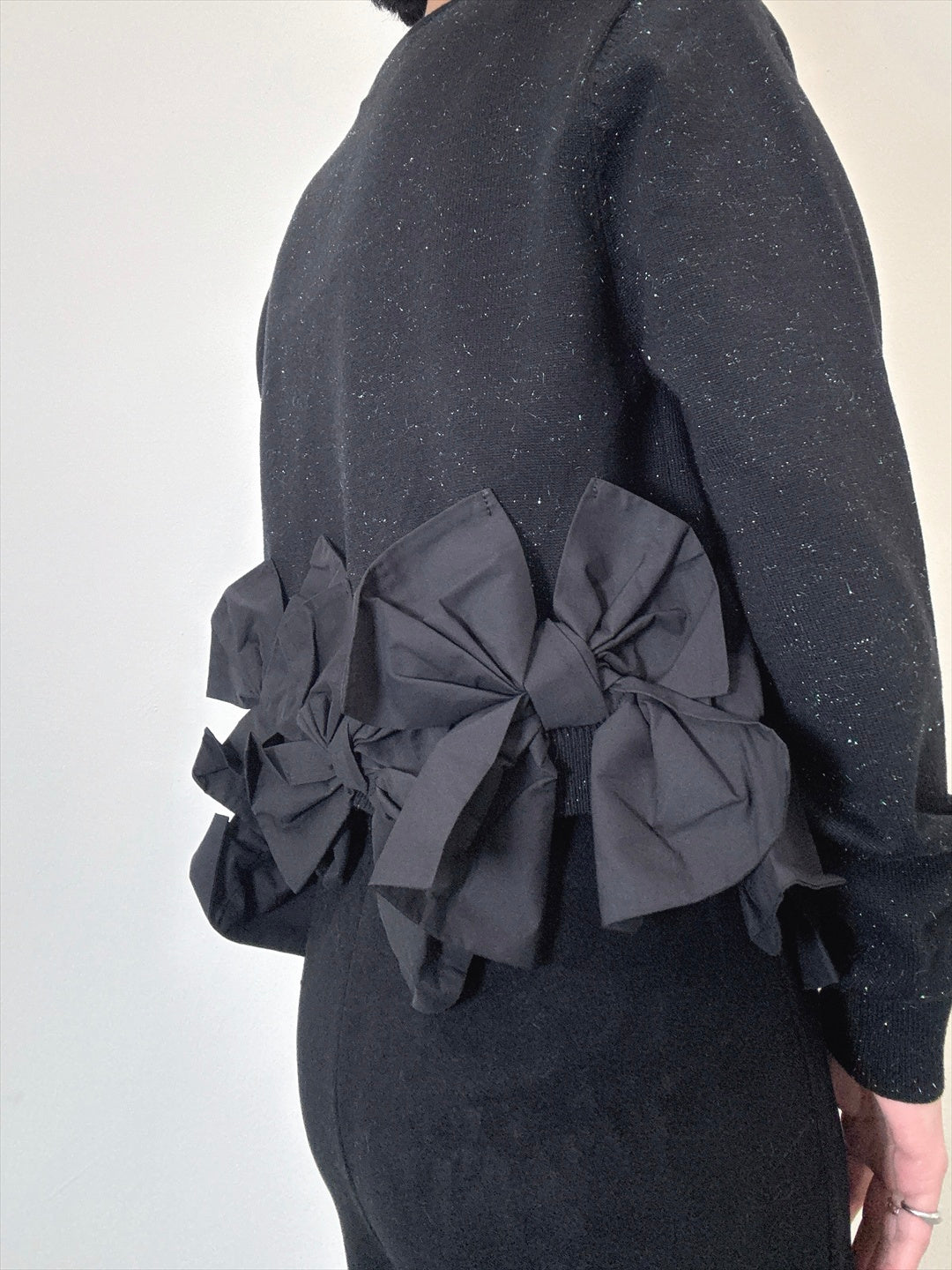 hem ribbon lame cardigan