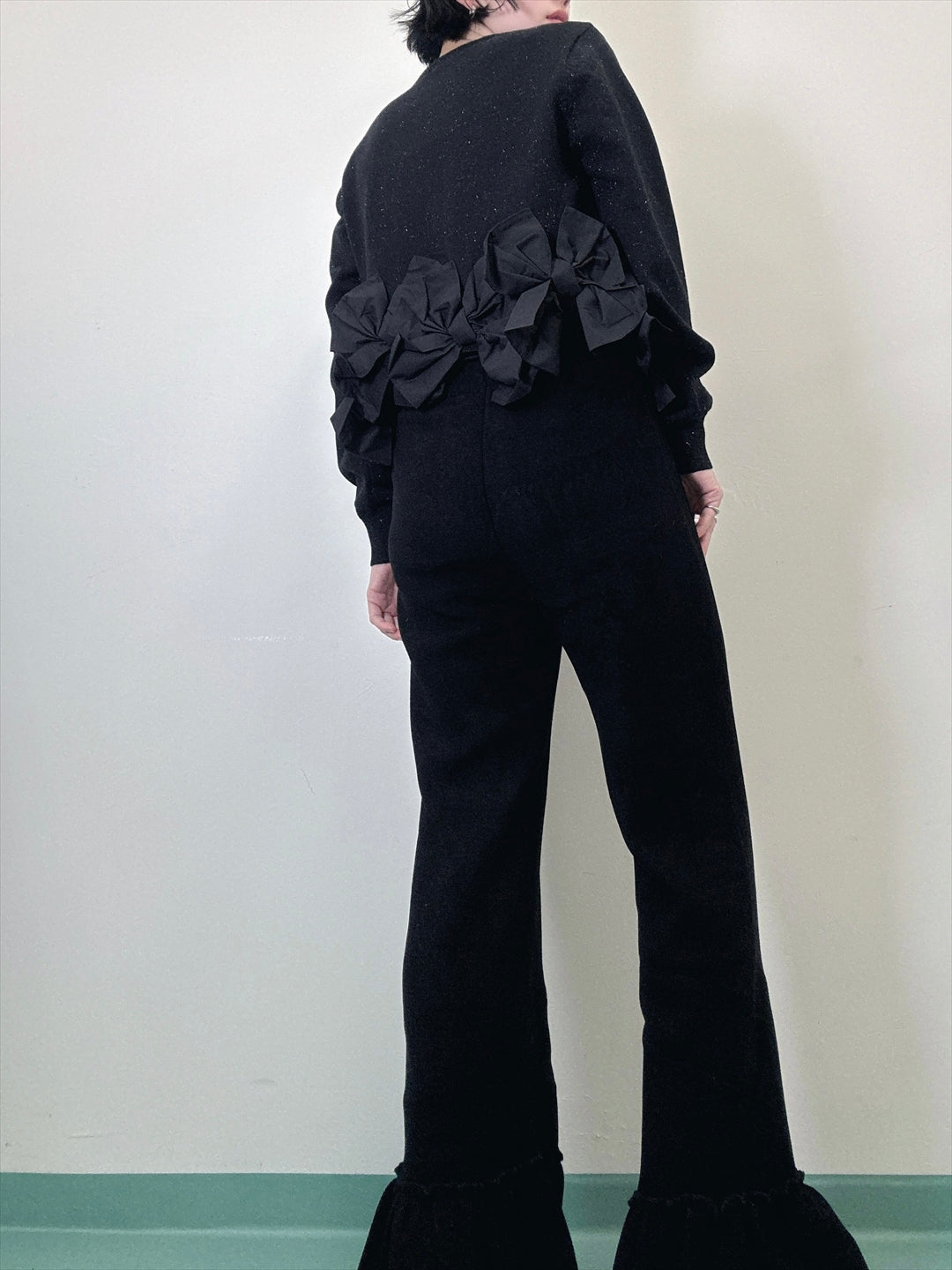 hem ribbon lame cardigan