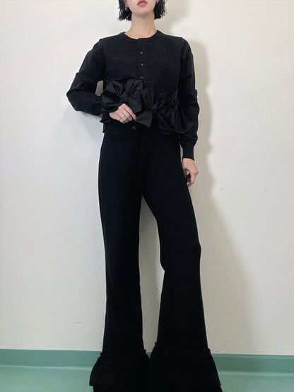 hem ribbon lame cardigan